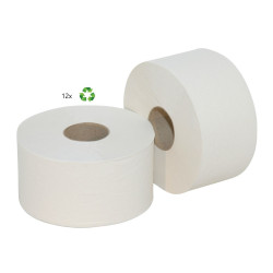 Lot de 12 rouleaux papier toilette mini jumbo plis blanc-Labo plus