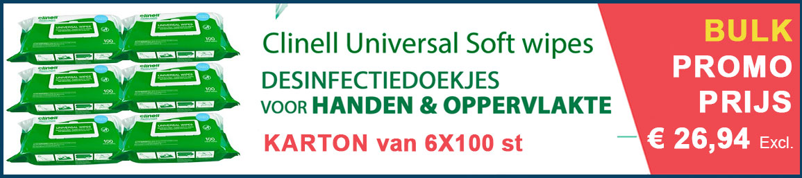 Clinell Universal Soft Wipes 100 st - Handen en Oppervl. Karton 6x100 st