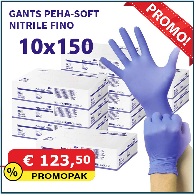 Gants Peha-soft Nitrile Fino non poudrés - Carton 10x150 pcs
