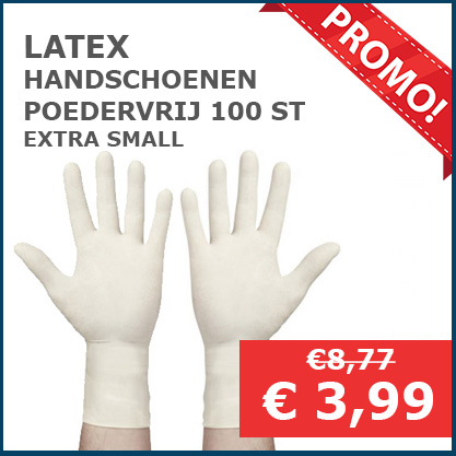 Onderzoekhandschoenen Latex poedervrij 100 st Extra Small