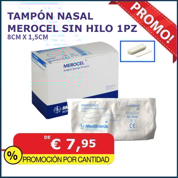 Tampón nasal Merocel 8cm x 1,5cm sin hilo estéril 1ª