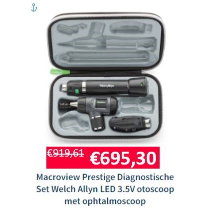 Macroview Prestige Diagnostische Set Welch Allyn LED 3.5V otoscoop met ophtalmoscoop