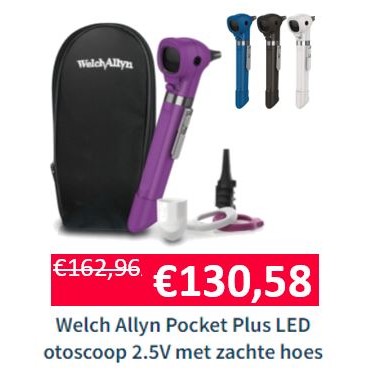 Welch Allyn Pocket Plus LED otoscoop 2.5V met zachte hoes